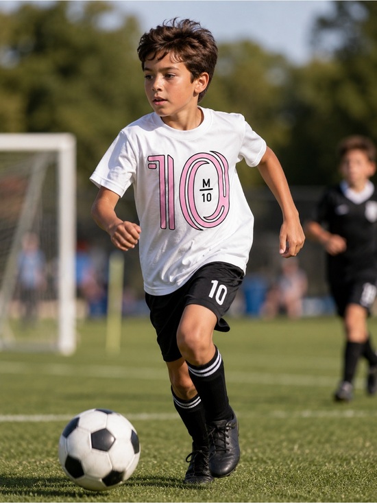 Messi Other - MESSI Kids White Pink 10 Messi GOAT Football Soccer Print Tee S